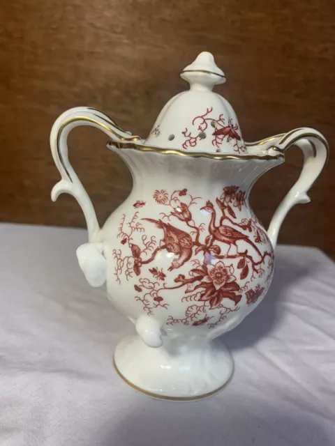 Coalport England Red Cairo Lidded Urn Vase For Pot Pourri Bone China