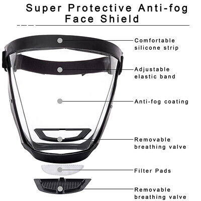 Full Face Protective Shield Anti-fog Clear Mask Safety Transparent Head Cover US 3