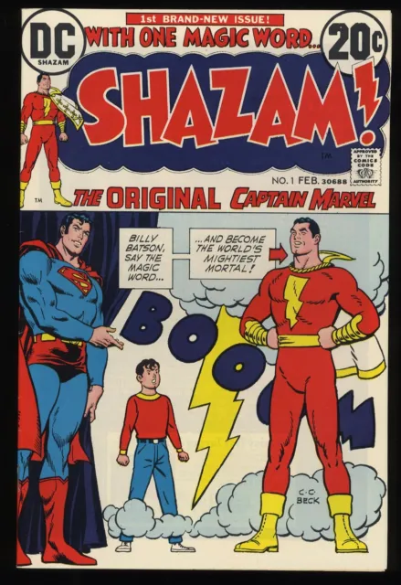 Shazam! #1 NM- 9.2 Origin and Return Captain Marvel! C. C. Beck Cover!