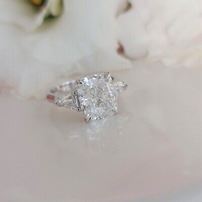 3.40 Carat Radiant Cut Lab Created Diamond Engagement Ring 950 Platinum All Size