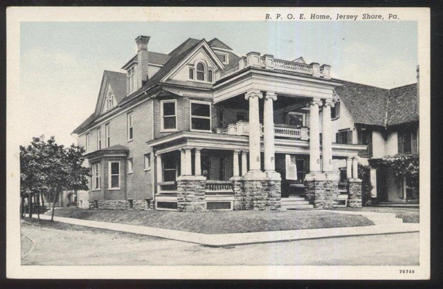 1930s POSTCARD JERSEY SHORE PA/PENNSYLVANIA BPOE ELKS HOME