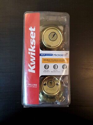 KWIKSET  Double Cylinder Deadbolt Lock Polished Brass with Microban 96650–494