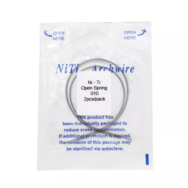 2 Pcs Dental Orthodontic NITI Alloy Open Coil Spring Arch Wires 0.010*180mm