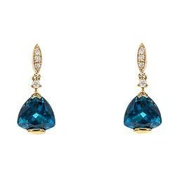 Gin and Grace Gianna 10K Yellow Gold Trillion-Cut London Blue Topaz Earring 2...