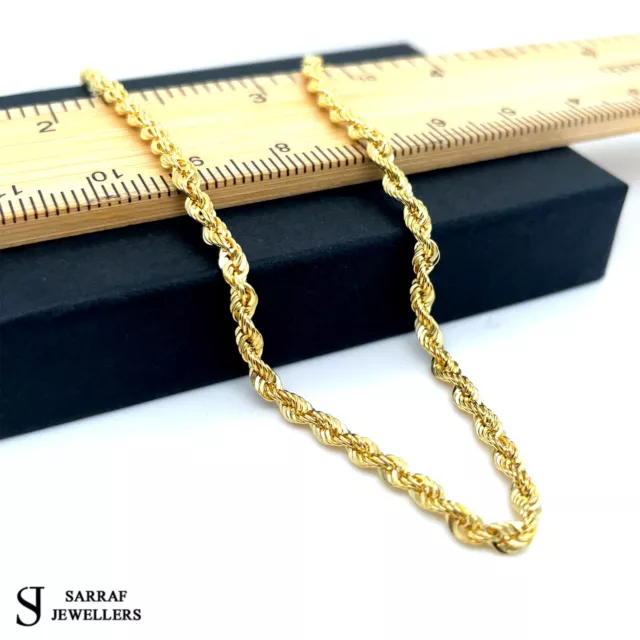 9ct Gelbgold Seil Halskette Original 375 Männer & Frauen 3MM Hallmark Alle