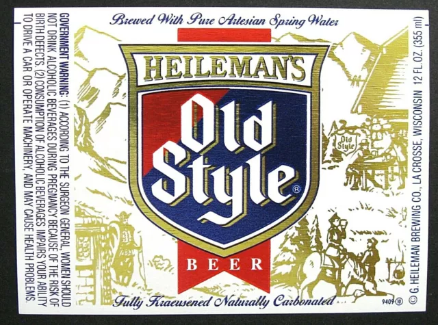 G Heileman Brewing Co OLD STYLE BEER foil beer label WI 12oz  #9409