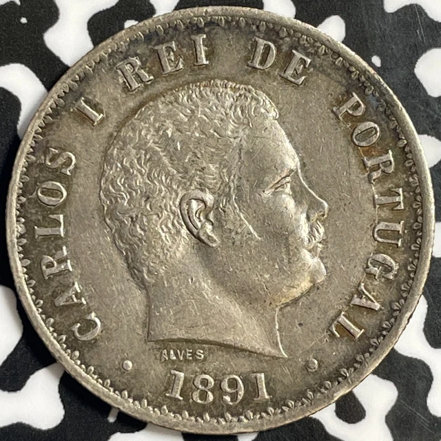 1891 Portugal 500 Reis Lot#M8872 Silver!