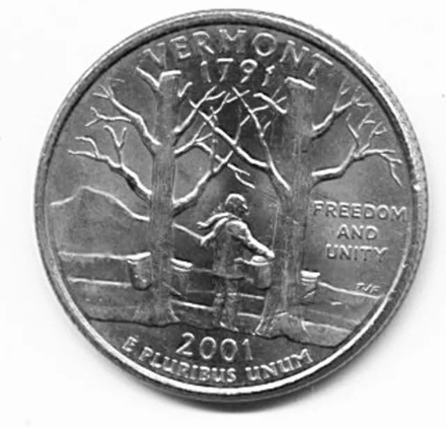 USA America the Beautiful Quarter Dollar Vermont P 2001 gute Erhaltung
