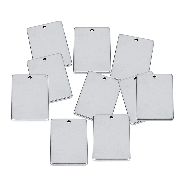 10 Stück Metall flache Rechteck Blank Stamping Charms Tag Anhänger