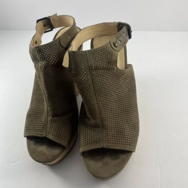 Guess Women's Sandals Cork Wedge Heel Size 6m Army Green Faux  Leather