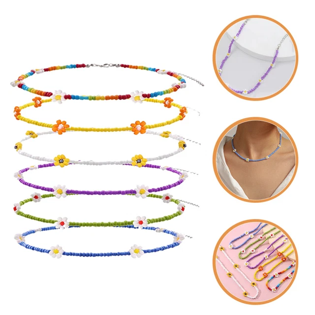 Beads Necklace Bohemian Necklaces Rice Bead Flower Necklace Glass Bead Girl