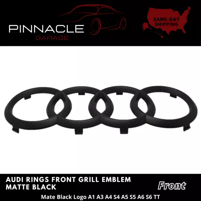 Audi Front Rings Matte Black Grille Emblem Badge for A1 A3 A4 S4 A5 S5 A6 S6 TT