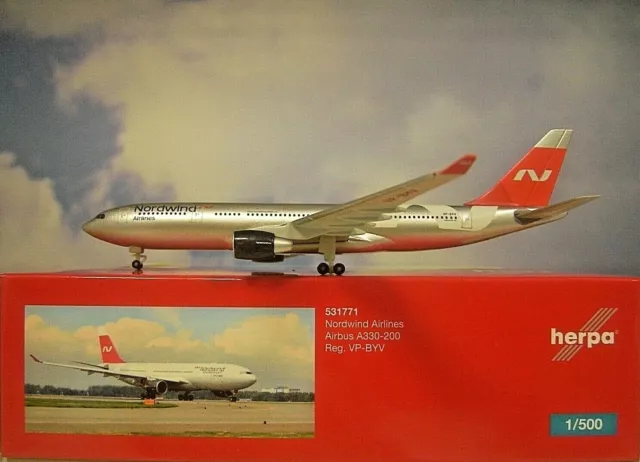 Herpa Wings 1:500  Airbus A330-200  Nordwind Airlines   531771  Modellairport500