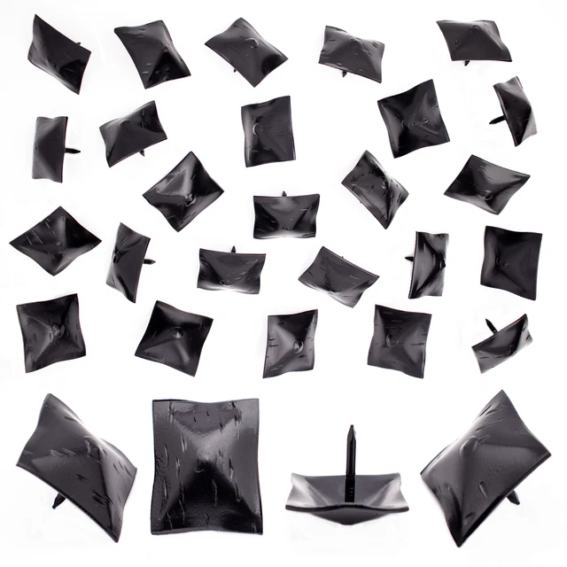 25 Pack 1.5" Square Pyramid Door Clavos Decorative Nails Rustic Hammered Iron