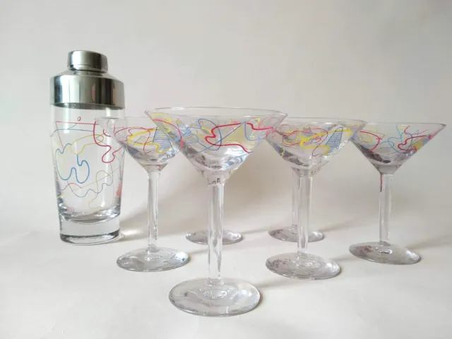 Ensemble à cocktail shaker et 6 verres vintage Années 80 *