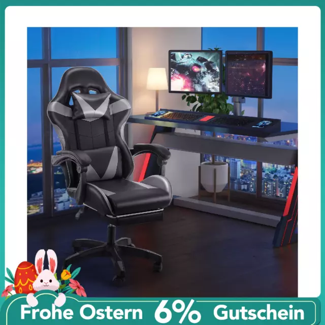 Ergonomisch Gaming Stuhl Bürostuhl Gamer Stuhl Computerstuhl mit Fußstütze DE