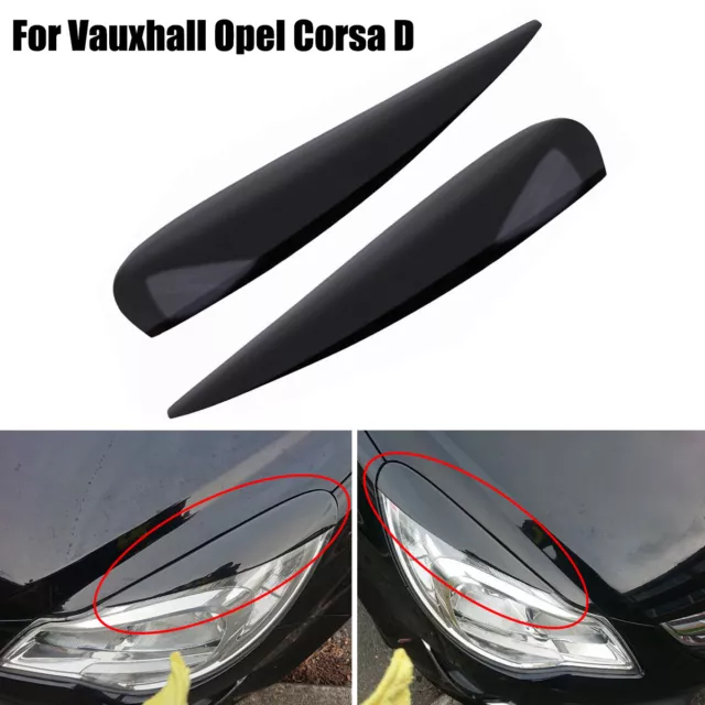 Headlight Upper Eyebrows Car Eyelid Cover For Vauxhall Opel Corsa D 2006-2014 2X