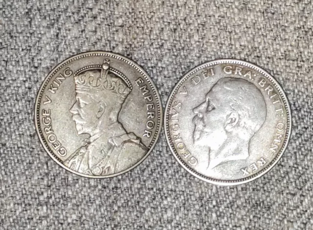 1935 & 1936 King George Coins Britain New Zealand