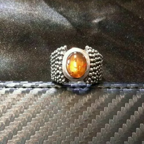 SILPADA Sterling Silver 925 Amber Cabochon Ring Size 7 R0893