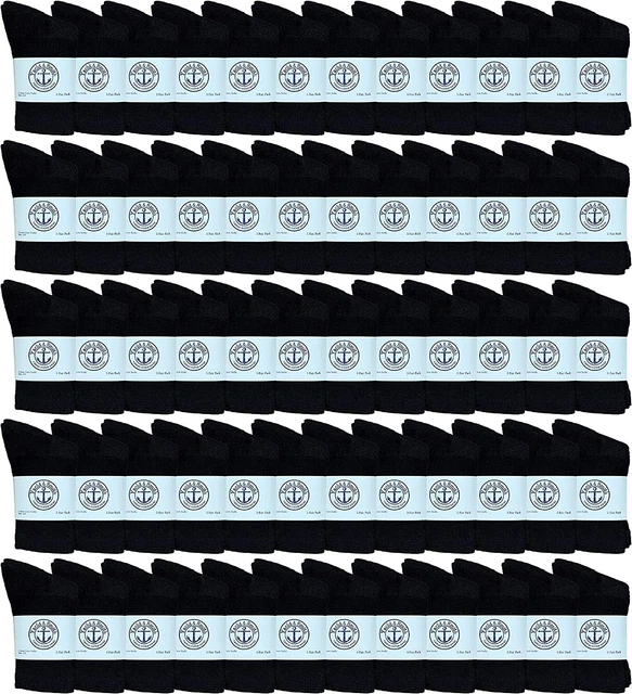 60 Pack of Kids Premium Cotton Crew Socks Black Size 4-6 Boys Crew Sock
