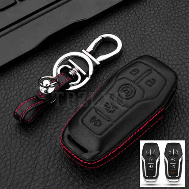 Premium Leather Car Key Fob Cover Case Bag For Ford Lincoln MKZ MKC MKX Mustang