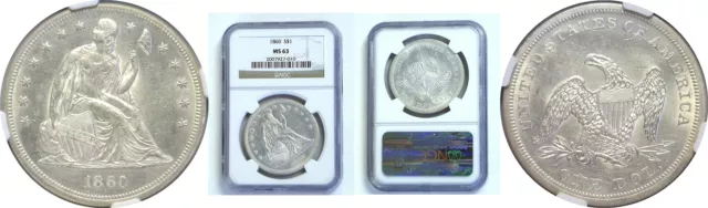 1860 Seated Liberty Dollar NGC MS-63