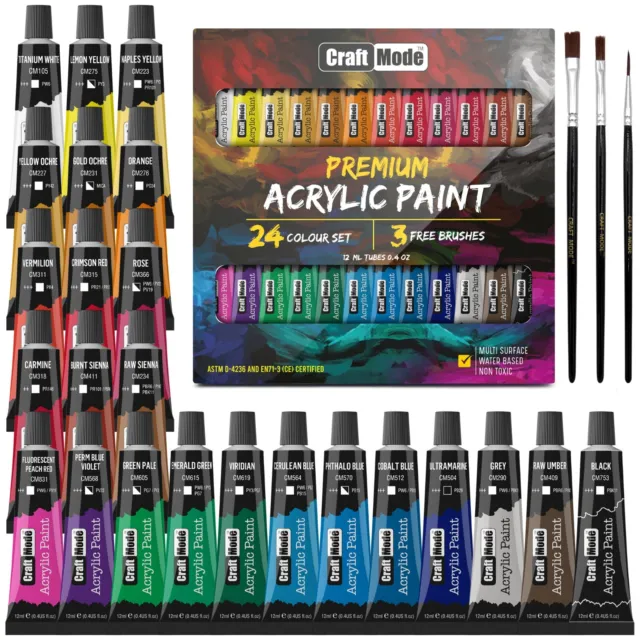 Acrylic Paint Set 24x12ml for Artists.perfect for Canvas,wood