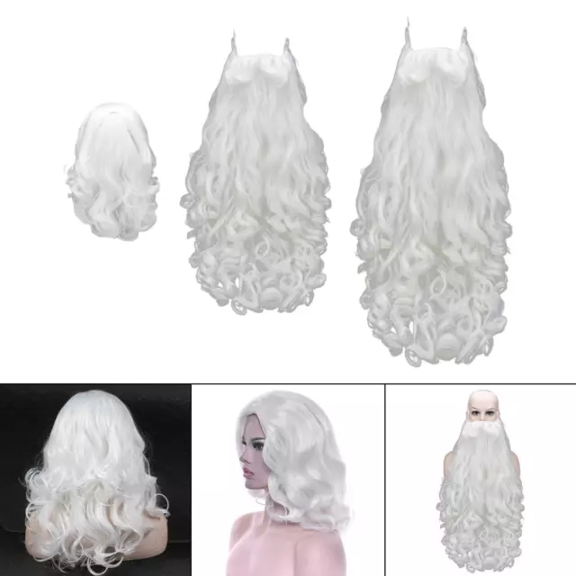 Perruque de Père Noël avec barbe et cheveux bouclés pour fête à thème sur