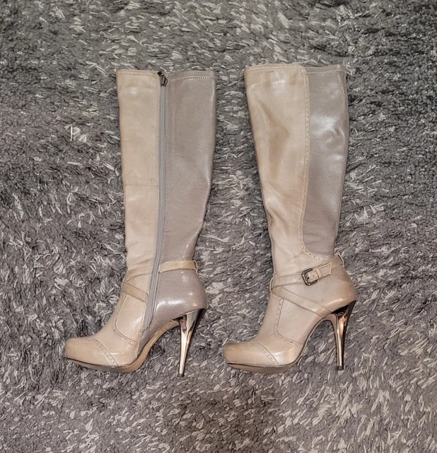 RIVER ISLAND GREY knee high Stiletto Heel boots size 4 vintage Y2K £49.99 PicClick UK