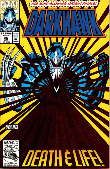 Darkhawk #25 Red Foil Cover NM+ 1991 Series Origin Finale Marvel Comics