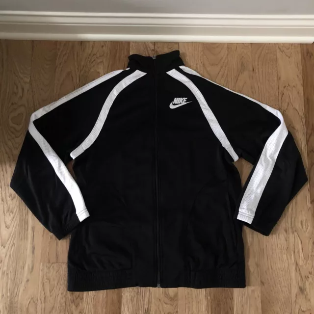 Nike Men's Long Sleeve Full Zip up Athletic Track Jacket Black White Size S