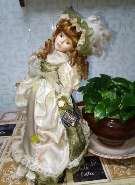 Old Green dolls collection bambola artigianale vintage in ceramica porcellana