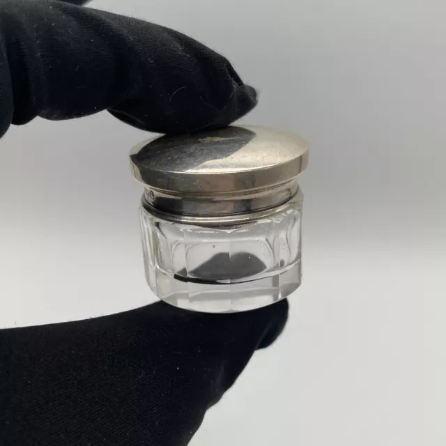 I.S.G Art Déco barattolo toeletta con coperchio argento massiccio - Made in Birmingham -4 grammi