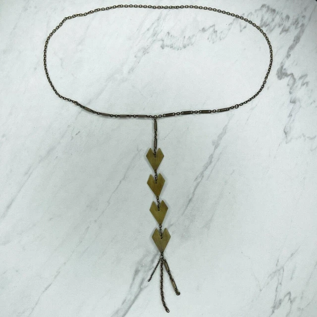Bronze Tone Linear Arrow Charms Chain Link Necklace