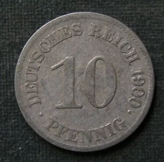 B5) Deutsches Reich 10 Pfennig 1900 "E" DR Deutschland Germany Aléman Nemezko D