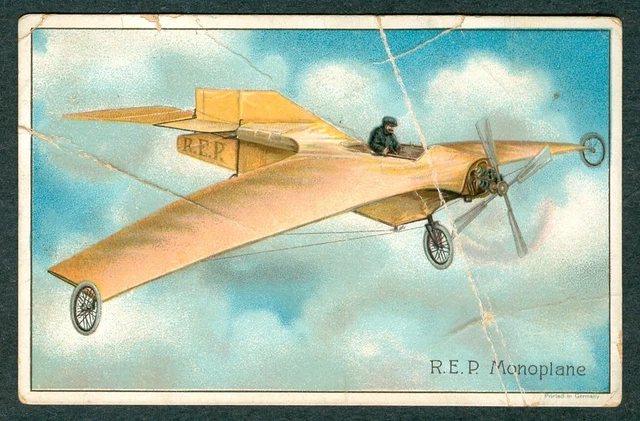 1910s  R.E.P. Monoplane K110 COFFEE Card  AVIATION Air Plane INT Coffee Co. N.Y