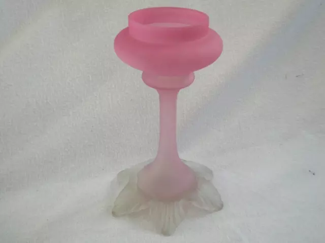 Vintage Studio Art Glass Vase Pink And Cream 6 1/2"