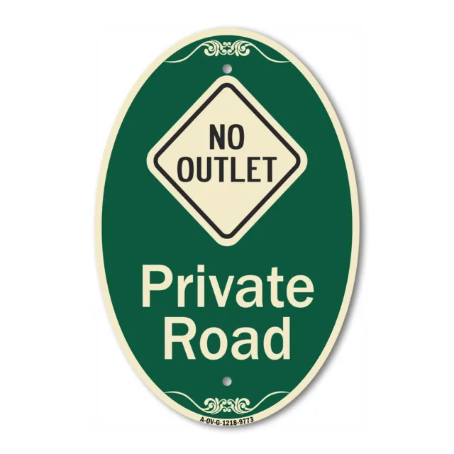 Designer Series Oval - Private Road With No Outlet Symbol Green & Tan