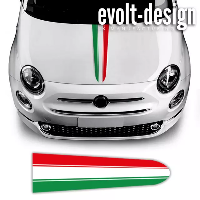 Italian Flag Bonnet Stripe For Fiat 500 595 Abarth Vinyl Decals Stickers Graphic