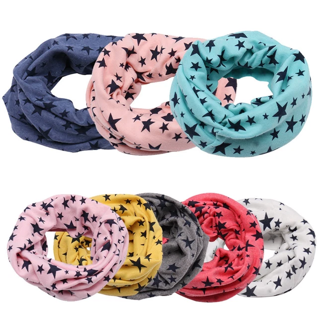 3-5Y Children Boy Girl Ring Scarf Bids Scarves Stars Print Shawl Neckerchief