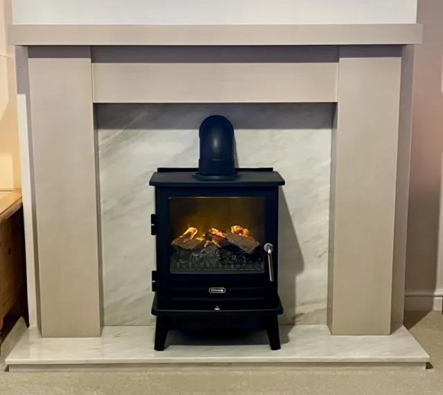 Wooden Fireplace Surround with Marble Insert and Hearth