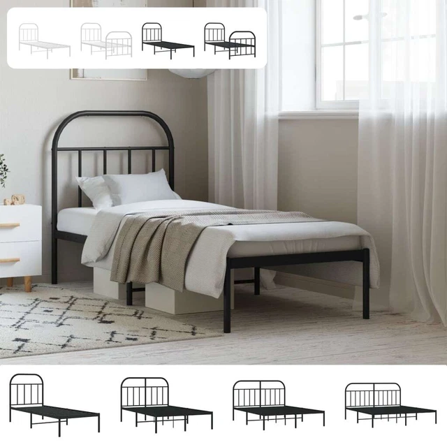 METAL BED FRAME with Headboard and Footboard Black 75x190 cm vidaXL £72