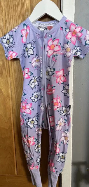 Bonds Wondersuit Lilac Floral Bodysuit Age 12-18 Months