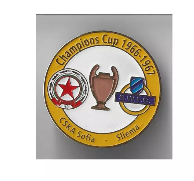 football pin badge CSKA Sofia Bulgaria - Sliema Malta 1966-1967 #4