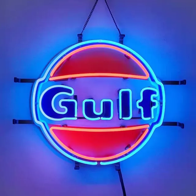 Gulf Gasoline Gas Oil Fuel 20"x16" Neon Light Sign Lamp With HD Vivid Printing