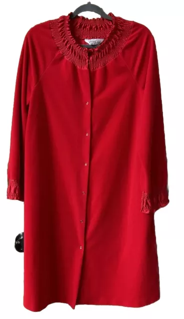 VTG VANITY Fair Women's Red Velour Snap Button Housecoat Robe Size ...