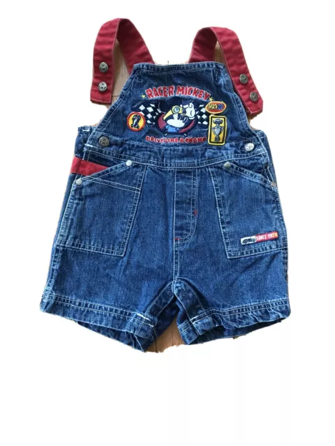 Disney Mickey Mouse Toddler Boy Overalls Snaps Short Blue Size 24M 100% Cotton