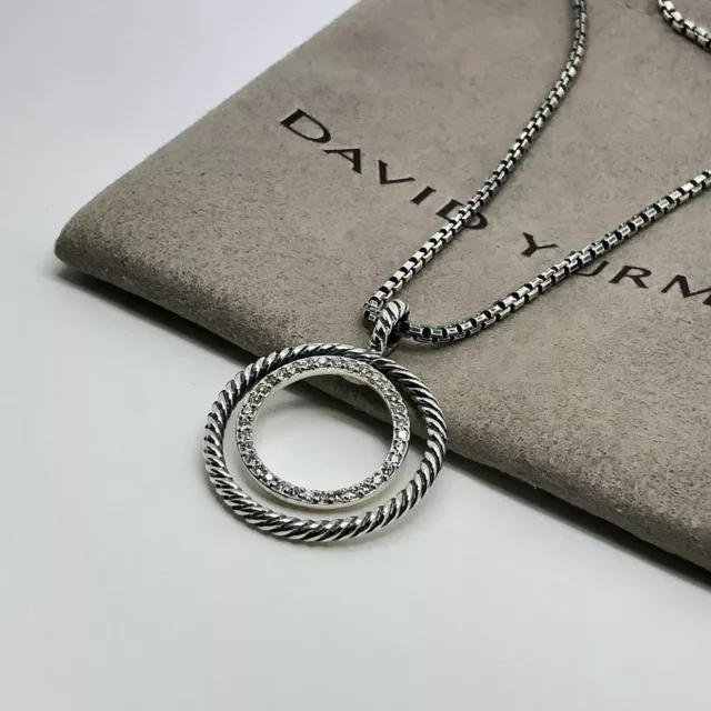 David Yurman Sterling Silver Small Mobile Pave Diamond Pendant Necklace