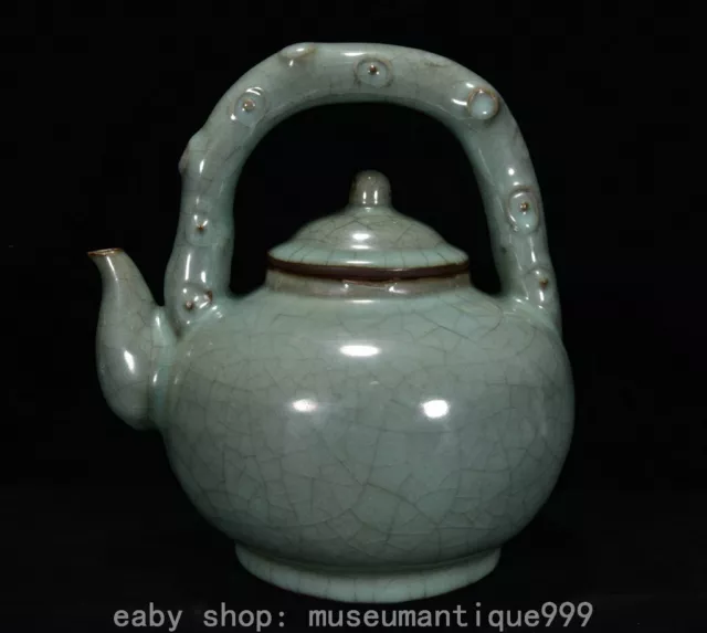 9.6" Ancient Chinese Dynasty Marked Official Kiln Porcelain Fengshui Teapot Pot