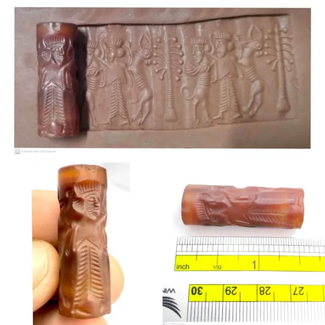 Roman  Agate    Old   stone cylinder seal intaglio  bead 2